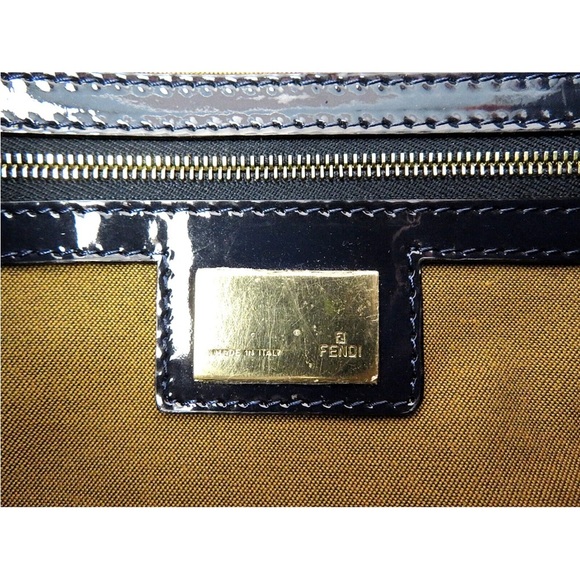 Fendi Black Patent Leather Shoulder Bag with Gold Chain - Picture 14 of 16